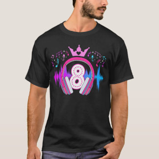 8e muziek verjaardagsfeestje acht jaar oude muzika t-shirt