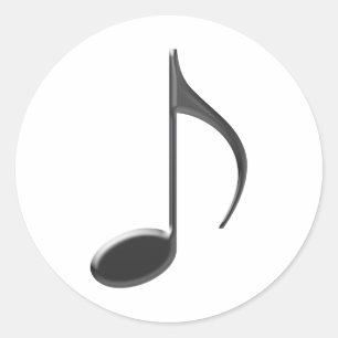 8e muzieknoot zwart gekleurd op witte achtergrond ronde sticker