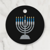8e nacht van Hanukkah Glitter Bedankjes Labels (Voorkant)