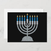 8e nacht van Hanukkah Glitter Briefkaart (Voorkant / Achterkant)