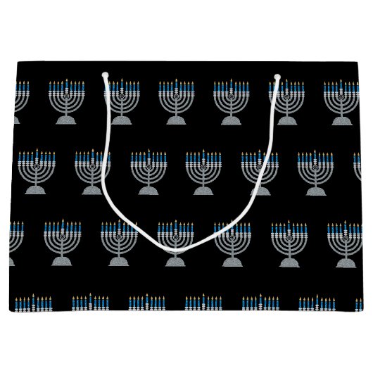 8e nacht van Hanukkah Glitter Groot Cadeauzakje (Voorkant)