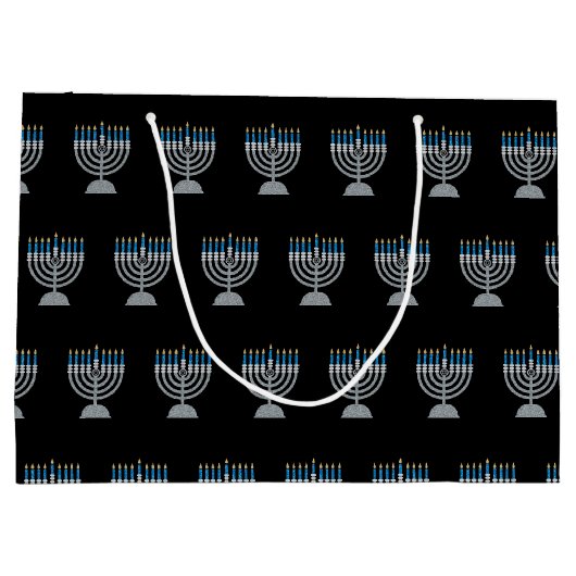 8e nacht van Hanukkah Glitter Groot Cadeauzakje (Achterkant)