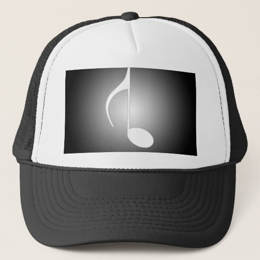 8e noot zwart omgedraaid met wit licht trucker pet (Voorkant)