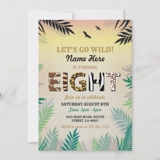 8e Oerwoud acht dagen geleden Safari ZOO Invite Kaart (Voorkant)