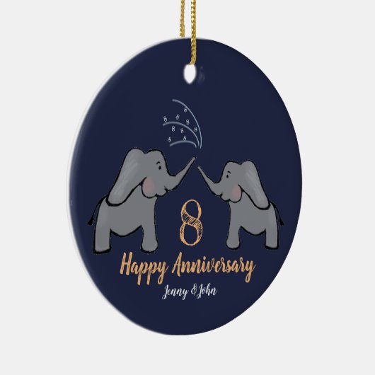 8e olifantenpaar bij de brons - bruiloft keramisch ornament (Rechts)