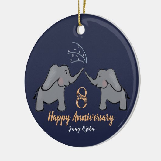 8e olifantenpaar bij de brons - bruiloft keramisch ornament (Links)