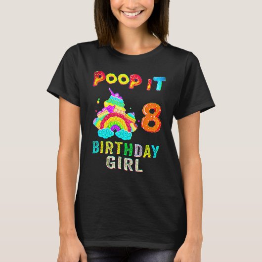8e Pop van de Fidget It Birthday Girl Party Acht j T-shirt (Voorkant)