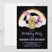 8e Rainbow Unicorn Verjaardag Uitnodigingen (Voorkant / Achterkant)