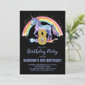 8e Rainbow Unicorn Verjaardag Uitnodigingen (Staand voorkant)