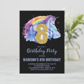 8e Rainbow Unicorn Verjaardag Uitnodigingen (Staand voorkant)