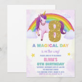 8e Rainbow Unicorn Verjaardag Uitnodigingen Cloud (Voorkant / Achterkant)