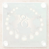 8e rendiertje rond het Jubileum Bronze Wedding Glazen Onderzetter (Achterkant)