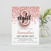 8e Roos Gold Birthday Kaart (Staand voorkant)