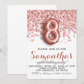 8e Roos Gold Birthday Uitnodiging (Voorkant / Achterkant)