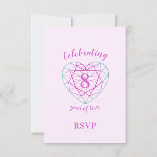 8e roze groen hart jubileum antwoord RSVP (Achterkant)