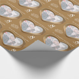 8e trouwdag bronzen hart foto wrap cadeaupapier