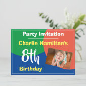8e uitnodiging van de verjaardag met foto (Staand voorkant)