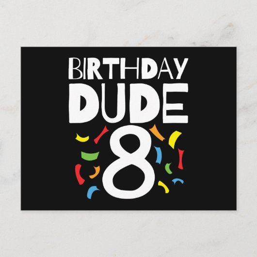8e verjaardag 8 jaar oud jongensfeestje verjaardag briefkaart (Voorkant)