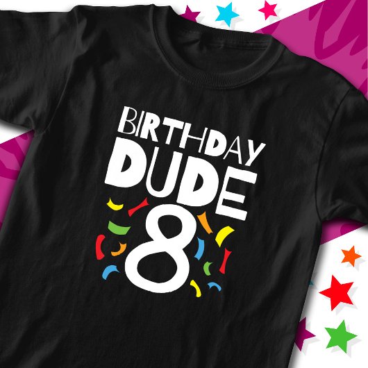 8e verjaardag 8 jaar oud jongensfeestje verjaardag t-shirt