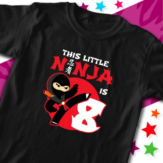 8e Verjaardag 8 Jaar Oud Kinder Feest Kleine Ninja T-shirt
