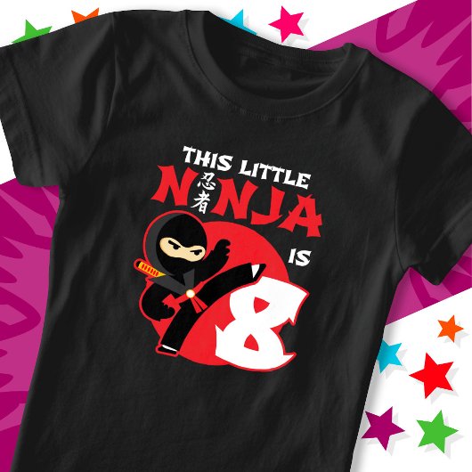 8e Verjaardag 8 Jaar Oud Kinder Feest Kleine Ninja T-shirt
