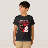 8e Verjaardag 8 Jaar Oud Kinder Feest Kleine Ninja T-shirt (Voorkant volledig)