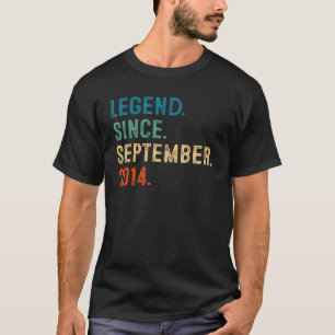 8e verjaardag 8 jaar oude legende sinds 2 septembe t-shirt