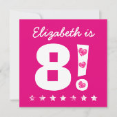 8e verjaardag Aangepaste naam roze voor GIRL A09 Kaart (Voorkant)