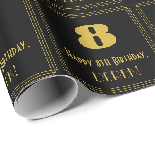 8e verjaardag - Art Deco Geïnspireerde look "8" en Cadeaupapier (Rol Hoek)