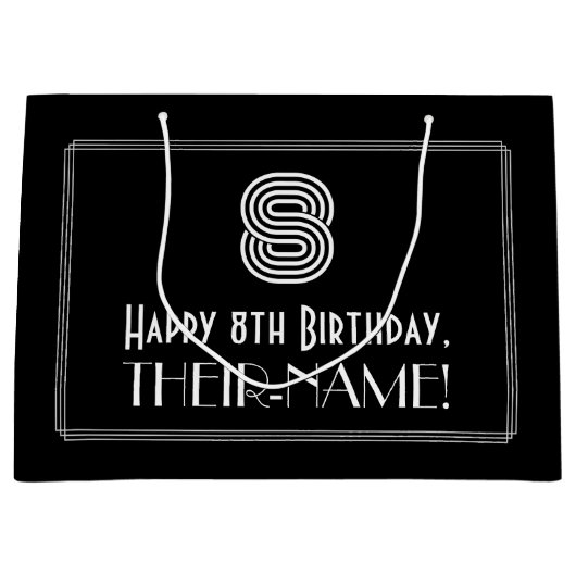 8e verjaardag — Art Deco Geïnspireerde look "8" en Groot Cadeauzakje (Voorkant)