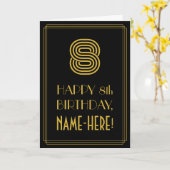 8e verjaardag: Art Deco Geïnspireerde look "8" en  Kaart (Gele Bloem)