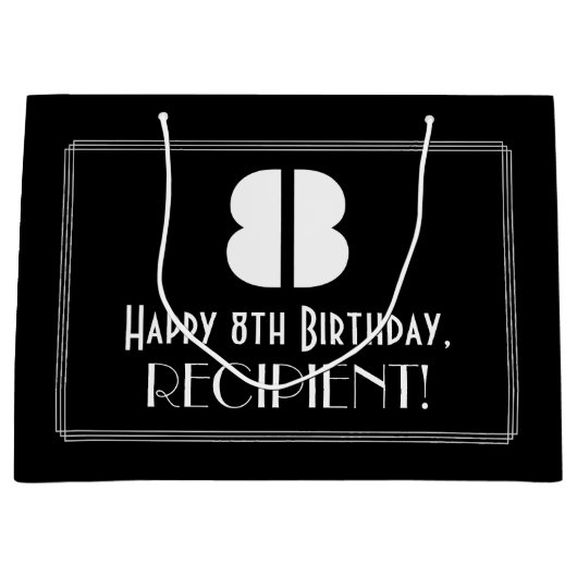 8e verjaardag ~ Art Deco Geïnspireerde look "8" +  Groot Cadeauzakje (Voorkant)