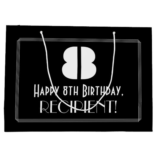 8e verjaardag ~ Art Deco Geïnspireerde look "8" +  Groot Cadeauzakje (Achterkant)