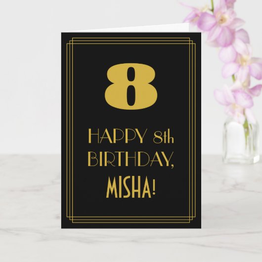 8e verjaardag ~ Art Deco Geïnspireerde look "8" &  Kaart (Orchidee)