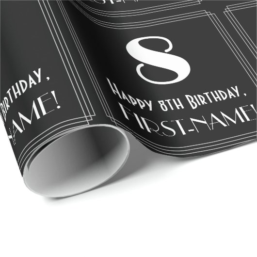 8e verjaardag - Art Deco Geïnspireerde look "8", n Cadeaupapier (Rol Hoek)