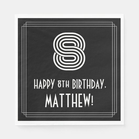 8e verjaardag: Art Deco Geïnspireerde look "8" + n Servet (Voorkant)
