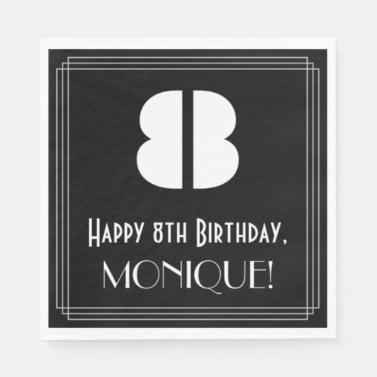 8e verjaardag: Art Deco Geïnspireerde look "8" + n Servet (Voorkant)