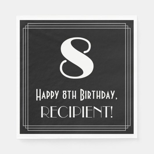 8e verjaardag ~ Art Deco Geïnspireerde look "8", n Servet (Voorkant)