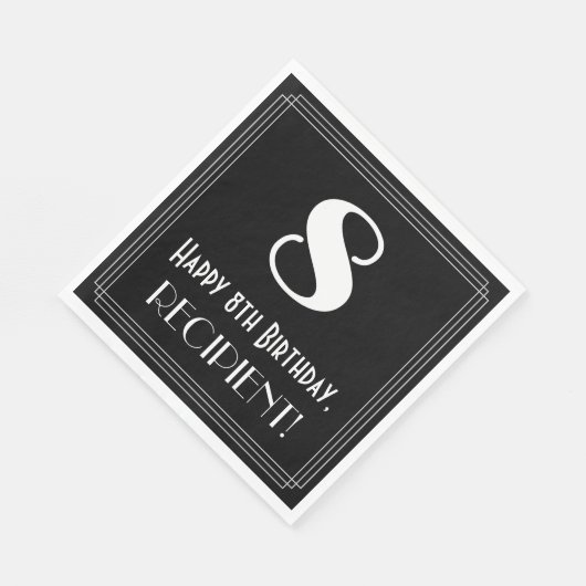 8e verjaardag ~ Art Deco Geïnspireerde look "8", n Servet (Hoek)