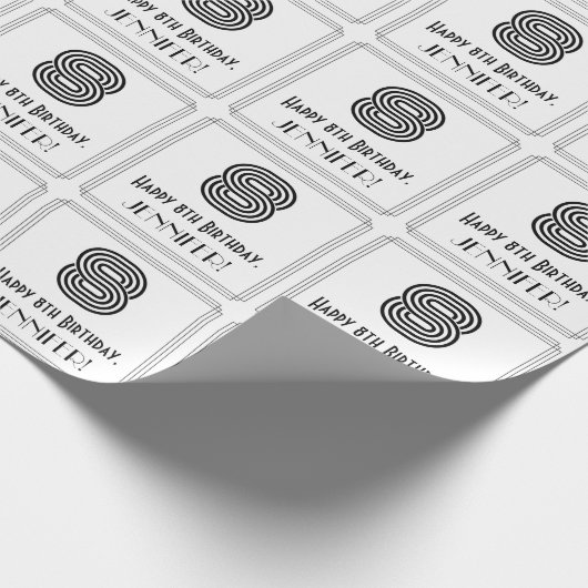 8e verjaardag: Art Deco Geïnspireerde stijl "8" +  Cadeaupapier (Hoek)