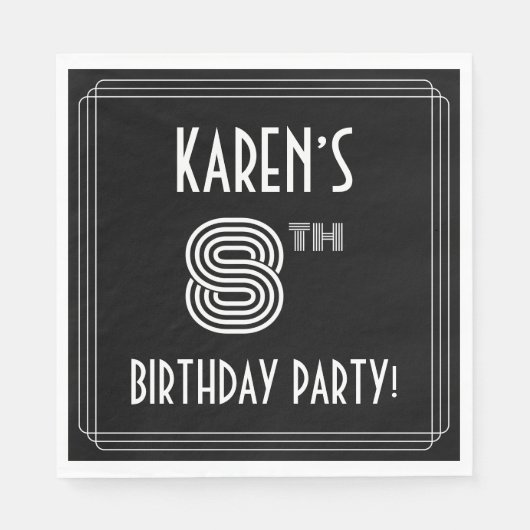 8e verjaardag: Art Deco Style + aangepaste naam Servet (Voorkant)