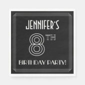 8e verjaardag: Art Deco Style + aangepaste naam Servet (Voorkant)