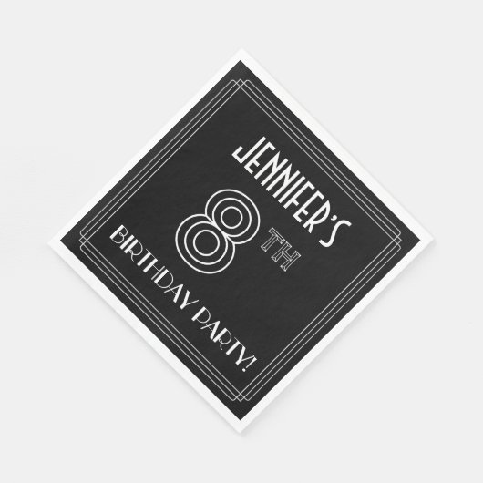 8e verjaardag: Art Deco Style + aangepaste naam Servet (Hoek)