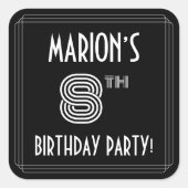 8e verjaardag: Art Deco Style en aangepaste naam Vierkante Sticker (Voorkant)