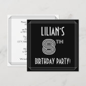 8e verjaardag: Art Deco Style met aangepaste naam Kaart (Voorkant / Achterkant)