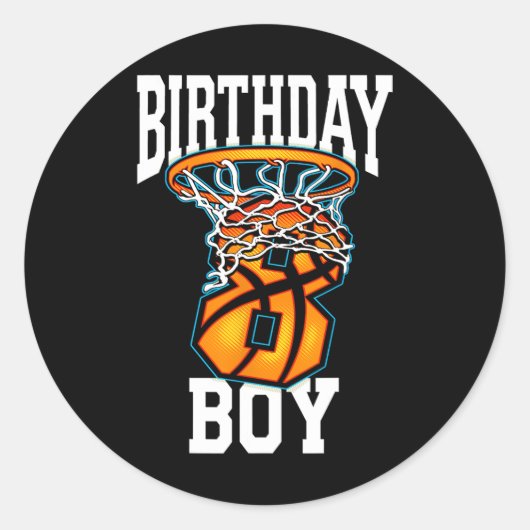 8e verjaardag basketbal 8 jaar oud Kinder cadeau 1 Ronde Sticker (Voorkant)