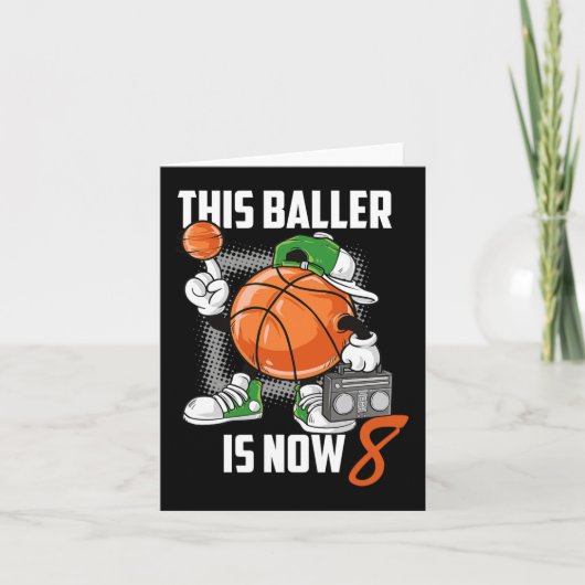 8e verjaardag basketbalspeler plezier 8 jaar oud K Kaart (Voorkant)