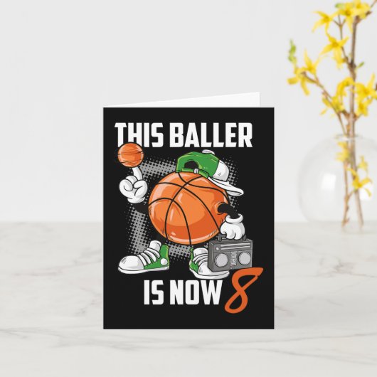 8e verjaardag basketbalspeler plezier 8 jaar oud K Kaart (Gele Bloem)