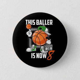 8e verjaardag basketbalspeler plezier 8 jaar oud K Ronde Button 5,7 Cm
