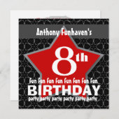 8e verjaardag Black Red White STAR V08 Kaart (Voorkant / Achterkant)